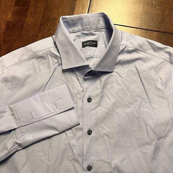 PROPER CLOTH 120's Regent Twill Light Blue Dress Shirt Men's 18.5‎ x 33.3 - Picture 1 of 8
